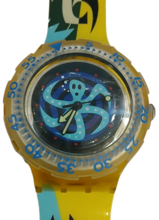 Swatch 1996 Scuba Octopus Poulpe Model, Product Number Sdj102