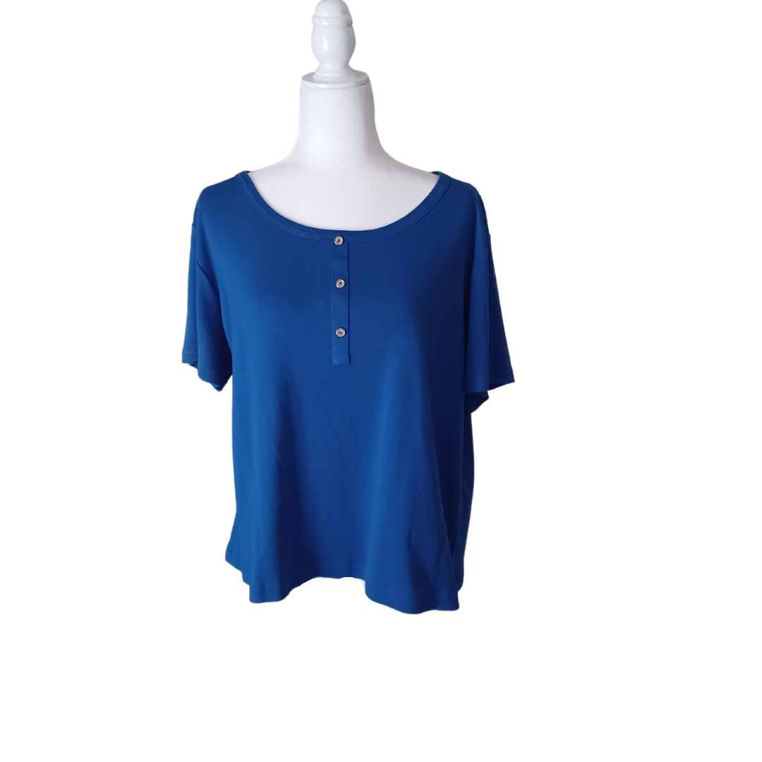 Anne Klein Sport Royal Blue Tee Shirt with Gold Buttons , Size 2X – Planet  Vintage Clothing