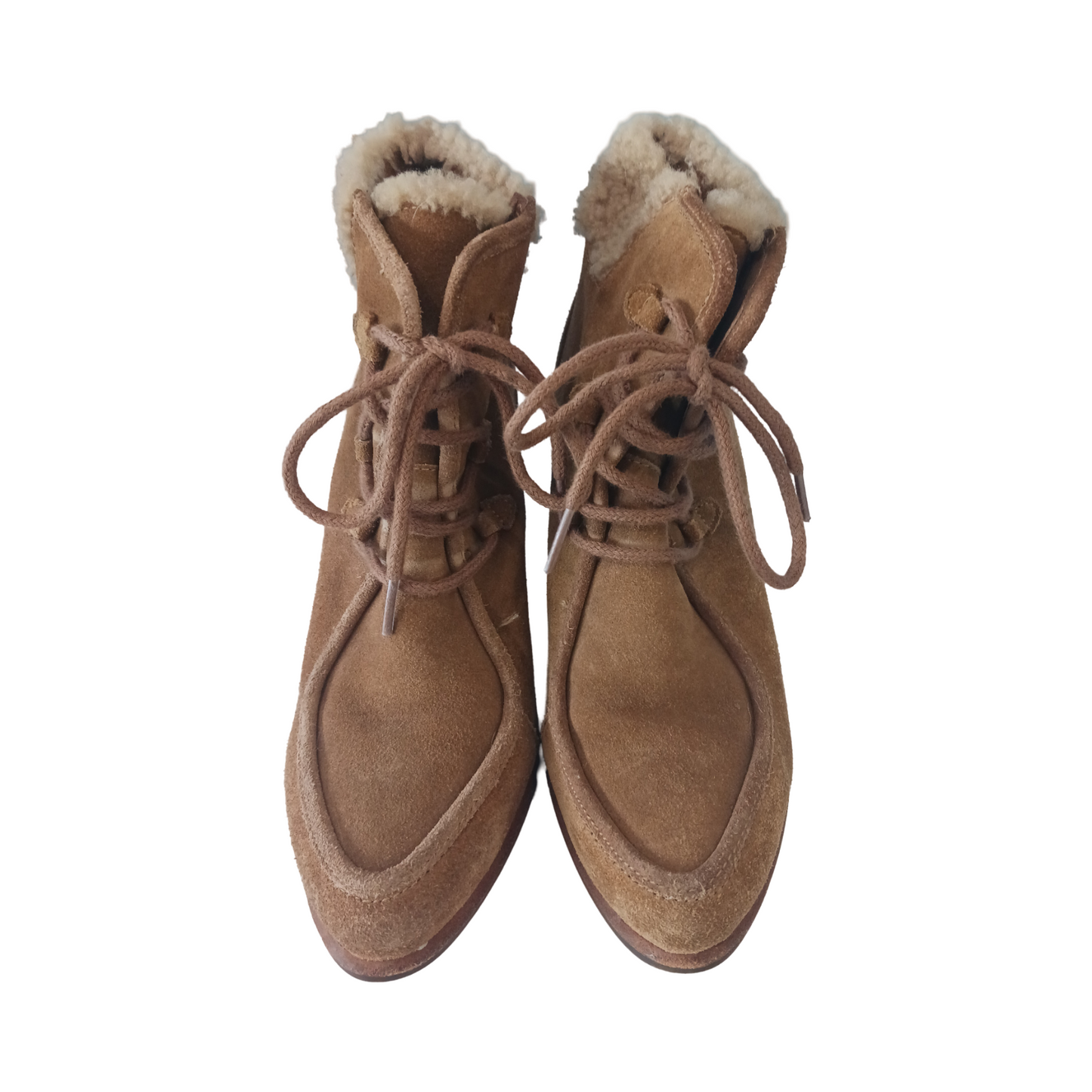 UGG Women’s Analise Chestnut Lace-Up Leather Heeled Boots, Size 7.5