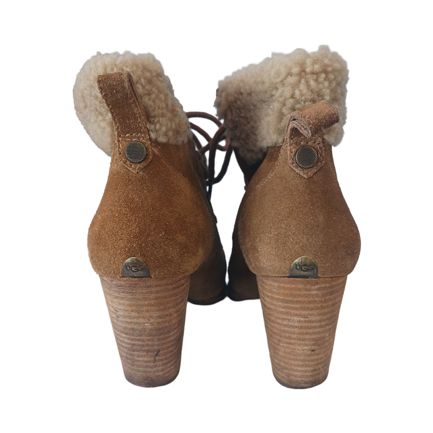 UGG Women’s Analise Chestnut Lace-Up Leather Heeled Boots, Size 7.5