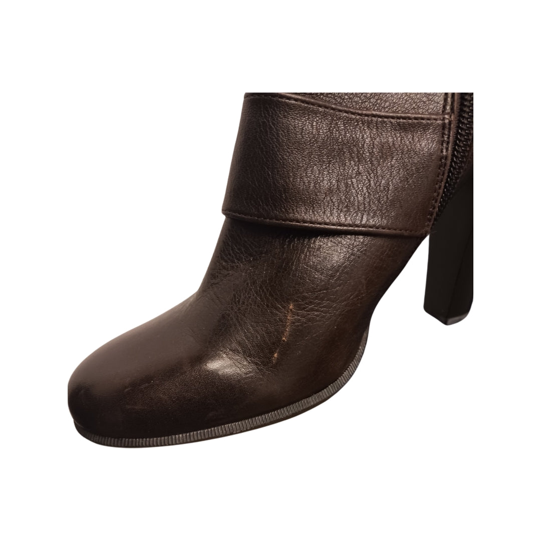 Calvin Klein Dark Brown Halia Ankle Boots, Size 10