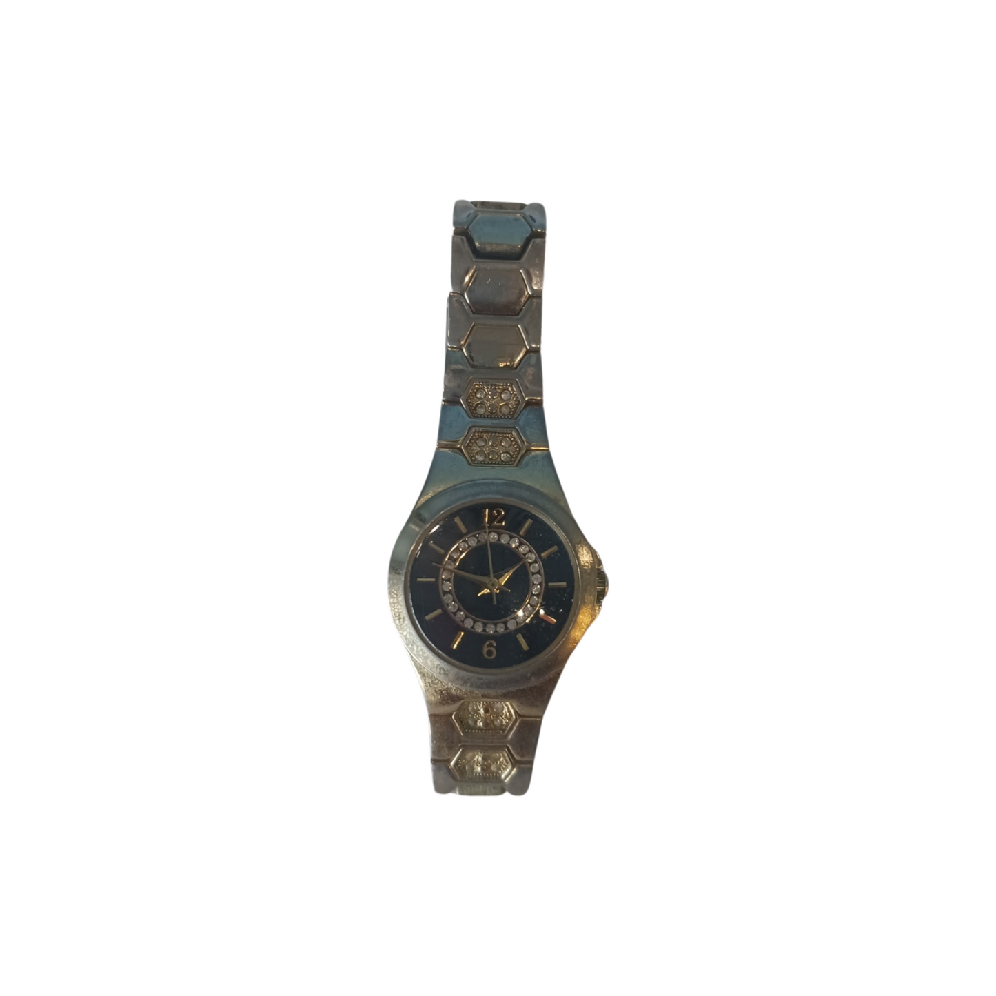 Allude Gold Tone Ladies Wristwatch, Black Dial, Fresh Battery