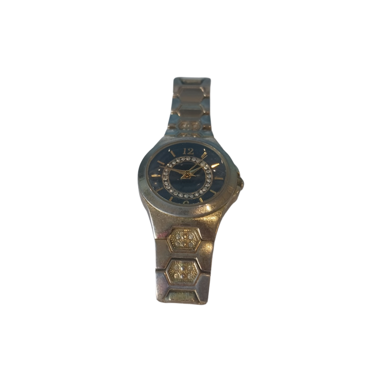 Allude Gold Tone Ladies Wristwatch, Black Dial, Fresh Battery