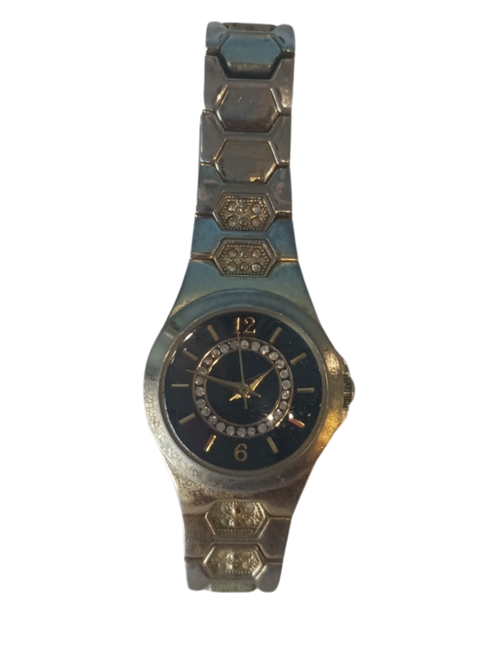 Allude Gold Tone Ladies Wristwatch, Black Dial, Fresh Battery