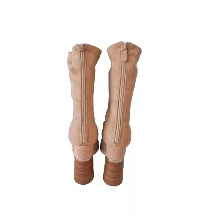 Public Desire Nude Beige Suede Boots, Size US 5