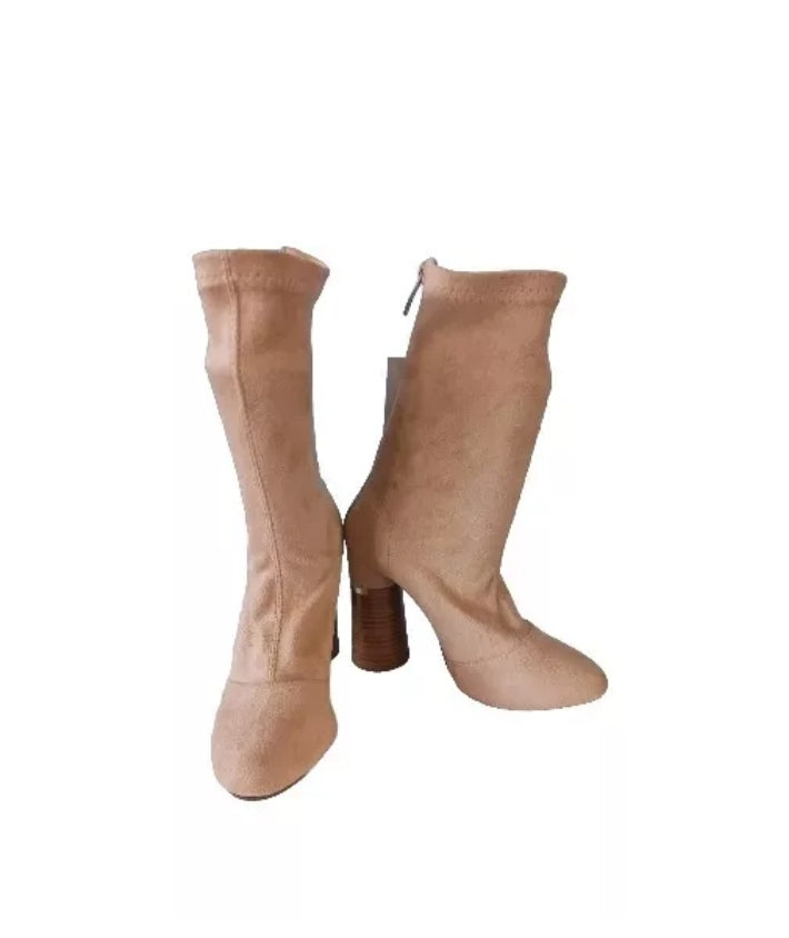 Public Desire Nude Beige Suede Boots, Size US 5