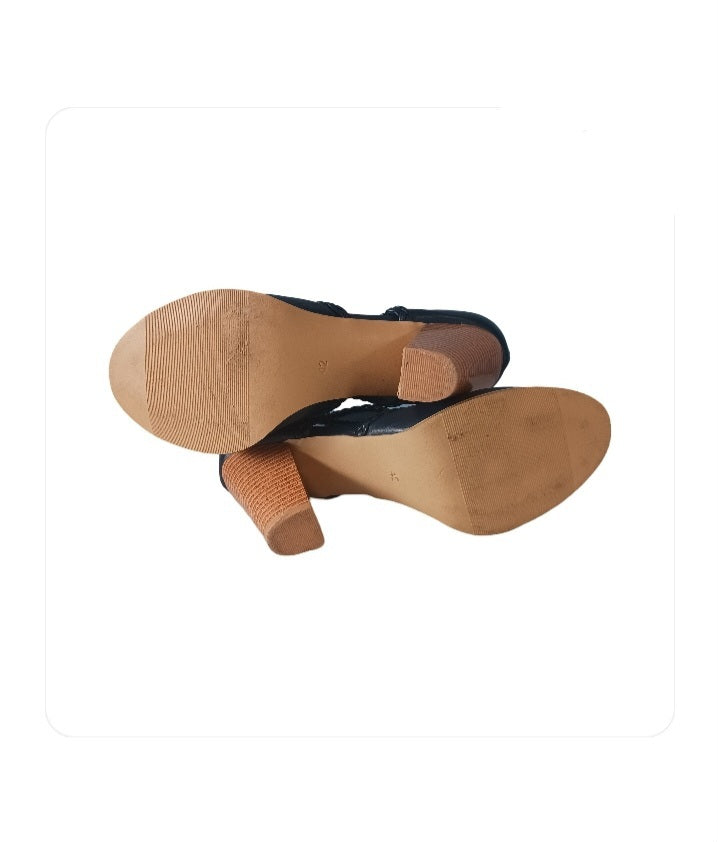Unbranded Blue Leather Cut-Out Booties, Size 42